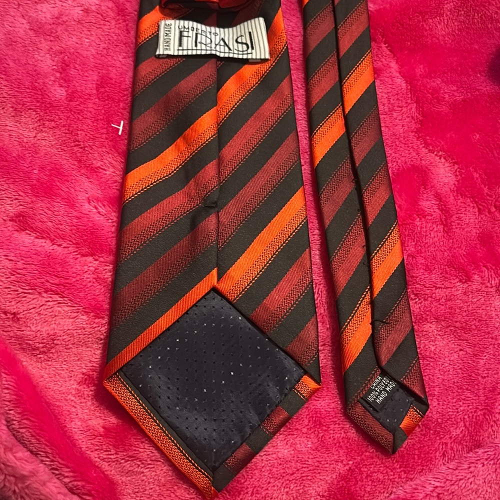 Red Tie‎ Tone on Tone Striped Umberto Frasi Handmade Polyester